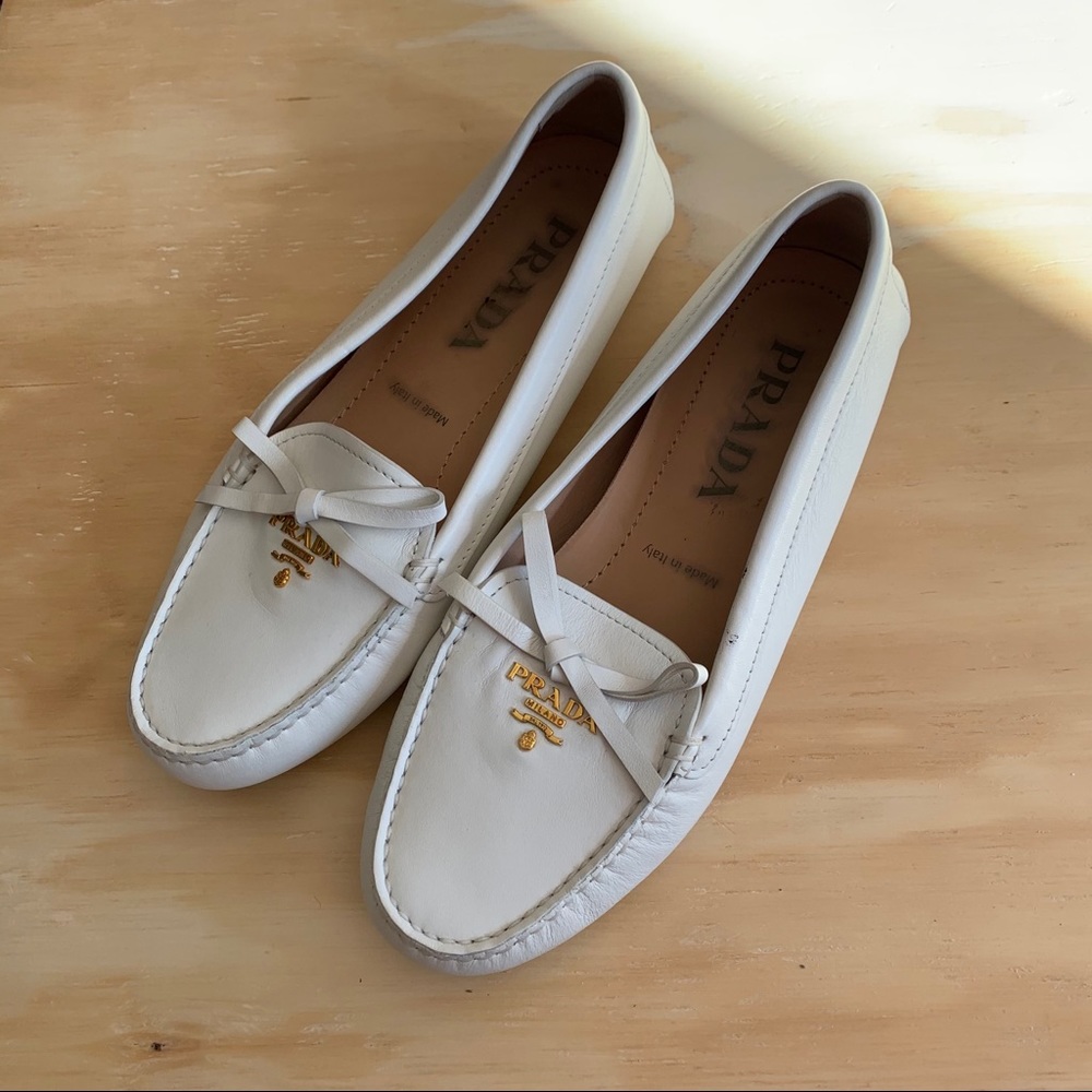White Prada Loafers